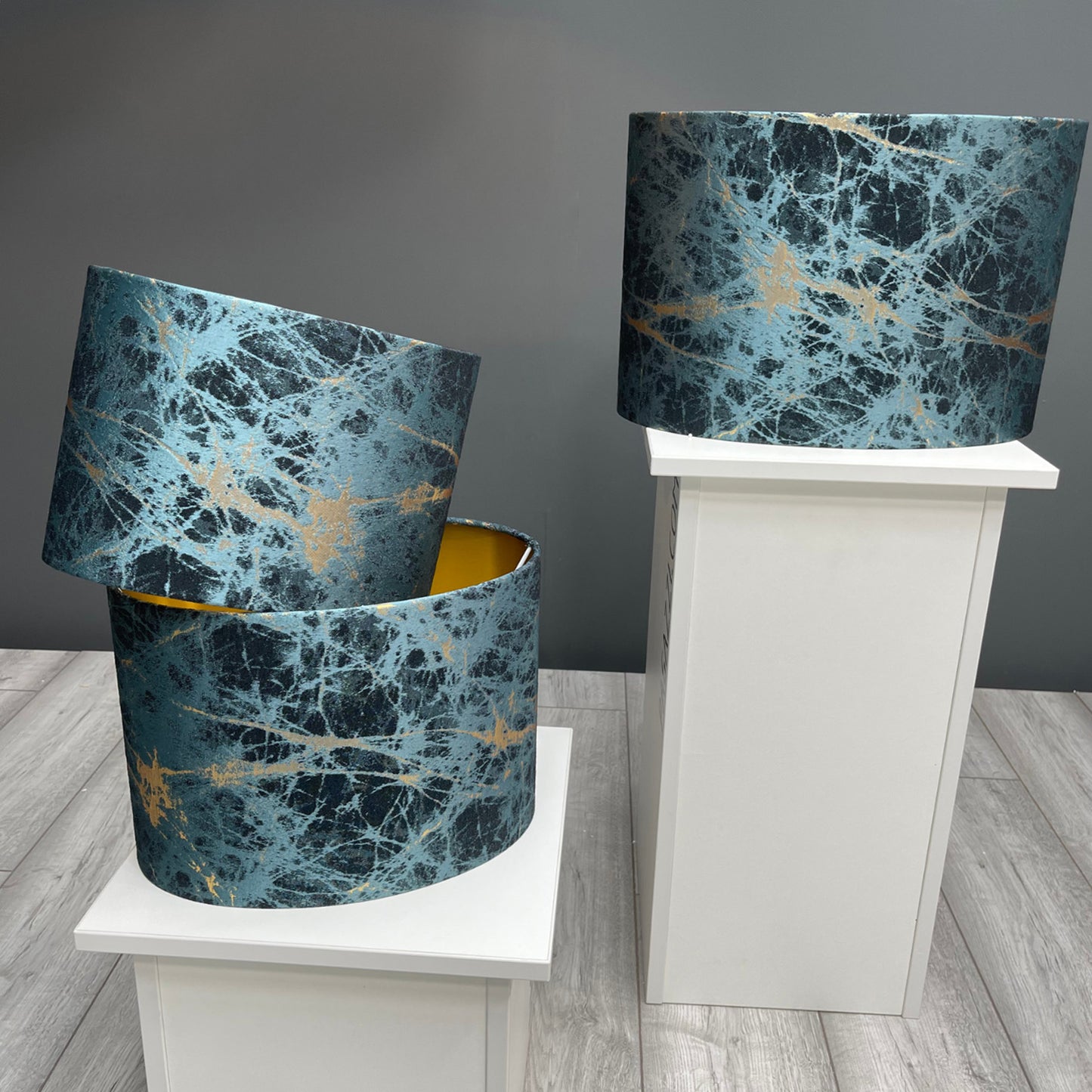 Teal and Gold Brushed Lava Shade with Gold Lining 28 cm