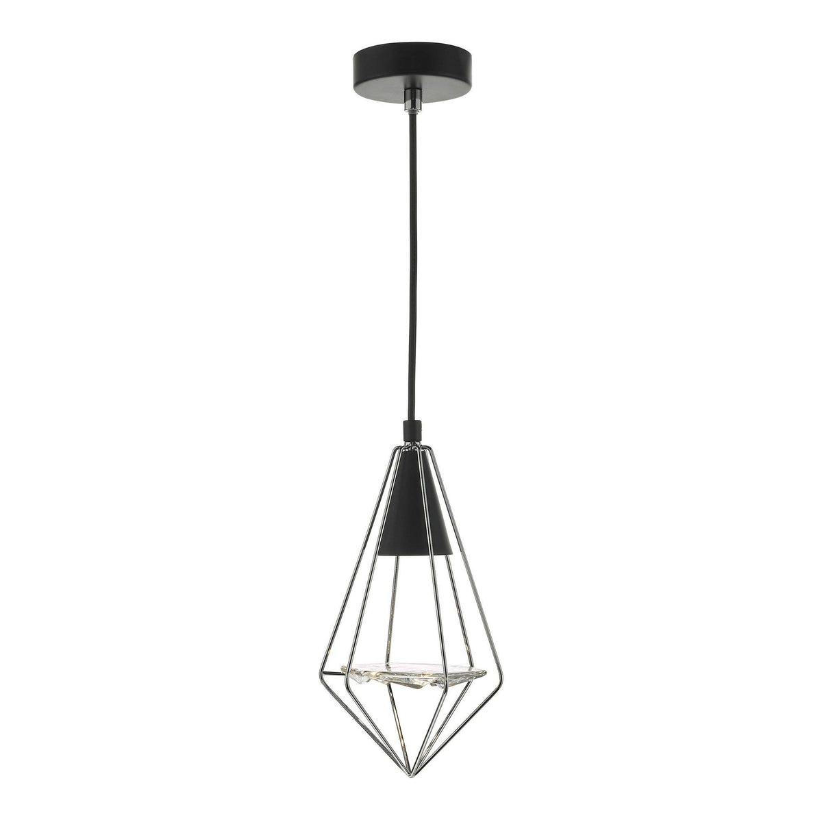 Gianni Matt Black and Polished Chrome Pendant Ceiling Light