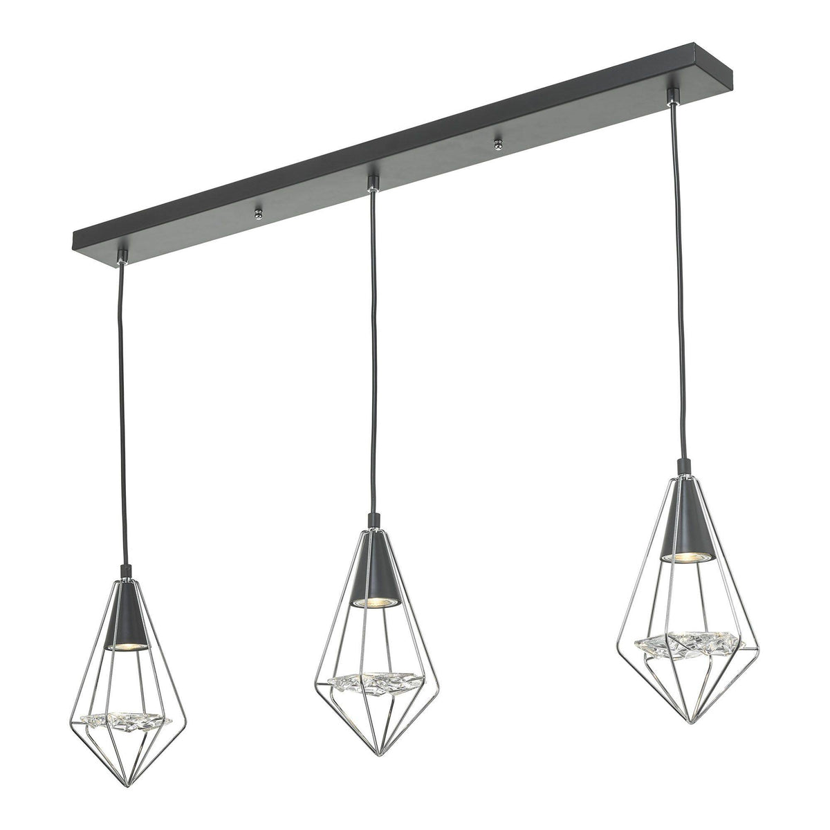 Gianni Matt Black and Polished Chrome 3 Light Ceiling Bar