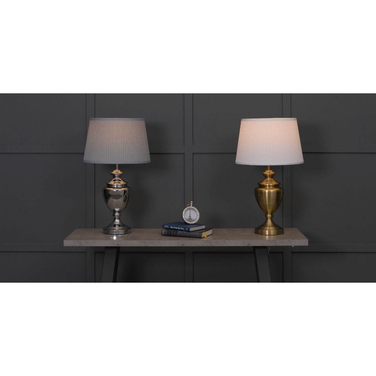 Giona Antique Brass Table Lamp with Ivory Shade