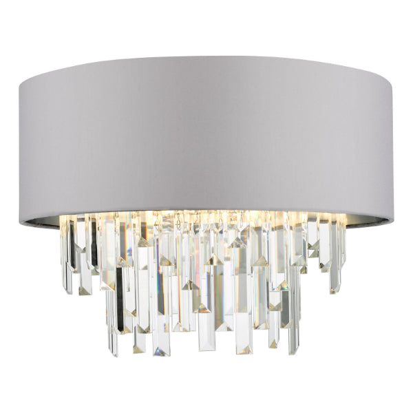 Halle Grey & Crystal Flush Ceiling Light