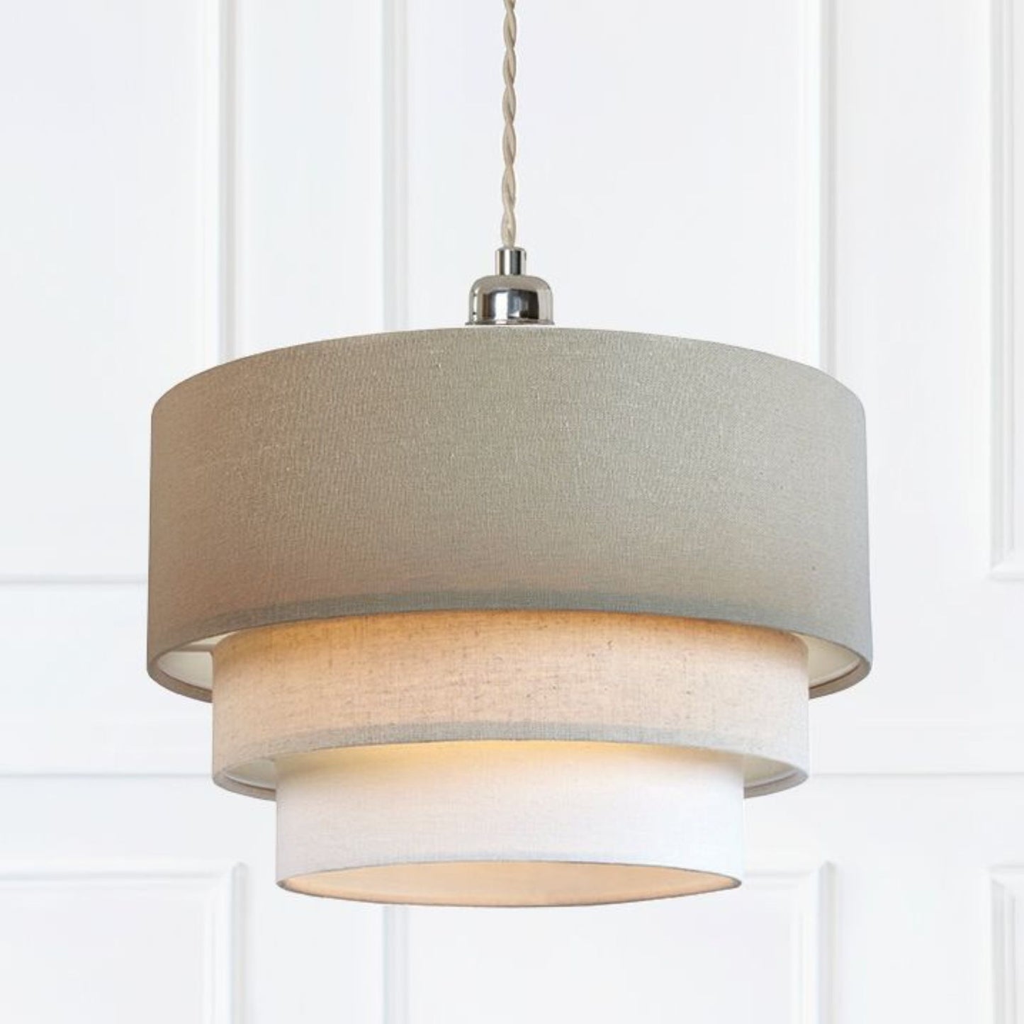 3-Tier Linen Pendant Light Shade Grey