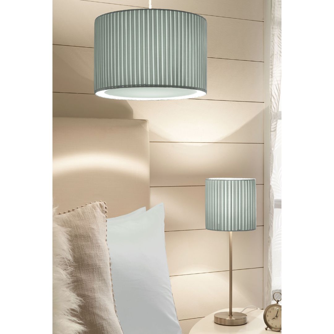 Wilson Pleated Duck Egg Blue Table Lamp