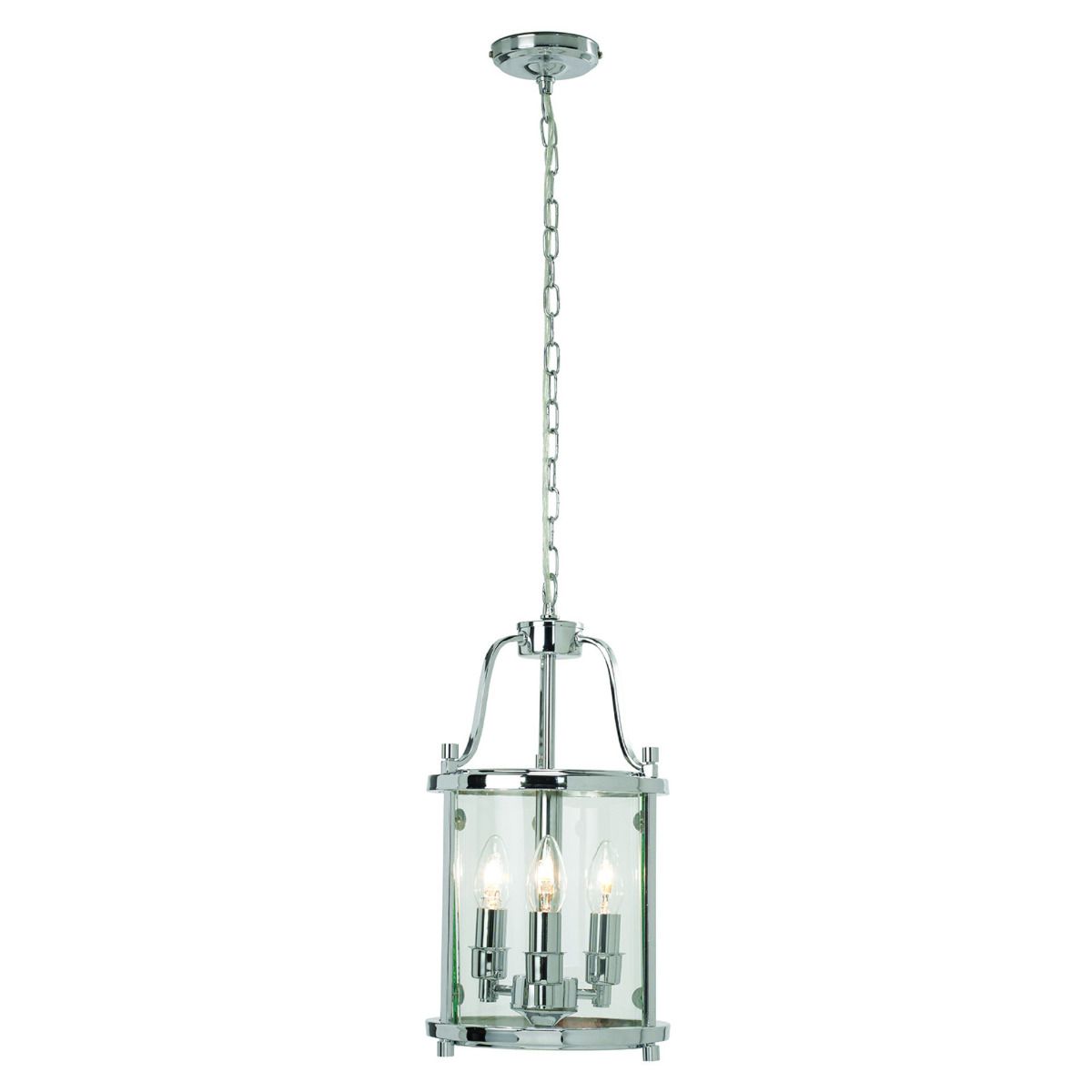 Syble 3 Light Chrome and Glass Pendant Ceiling Light