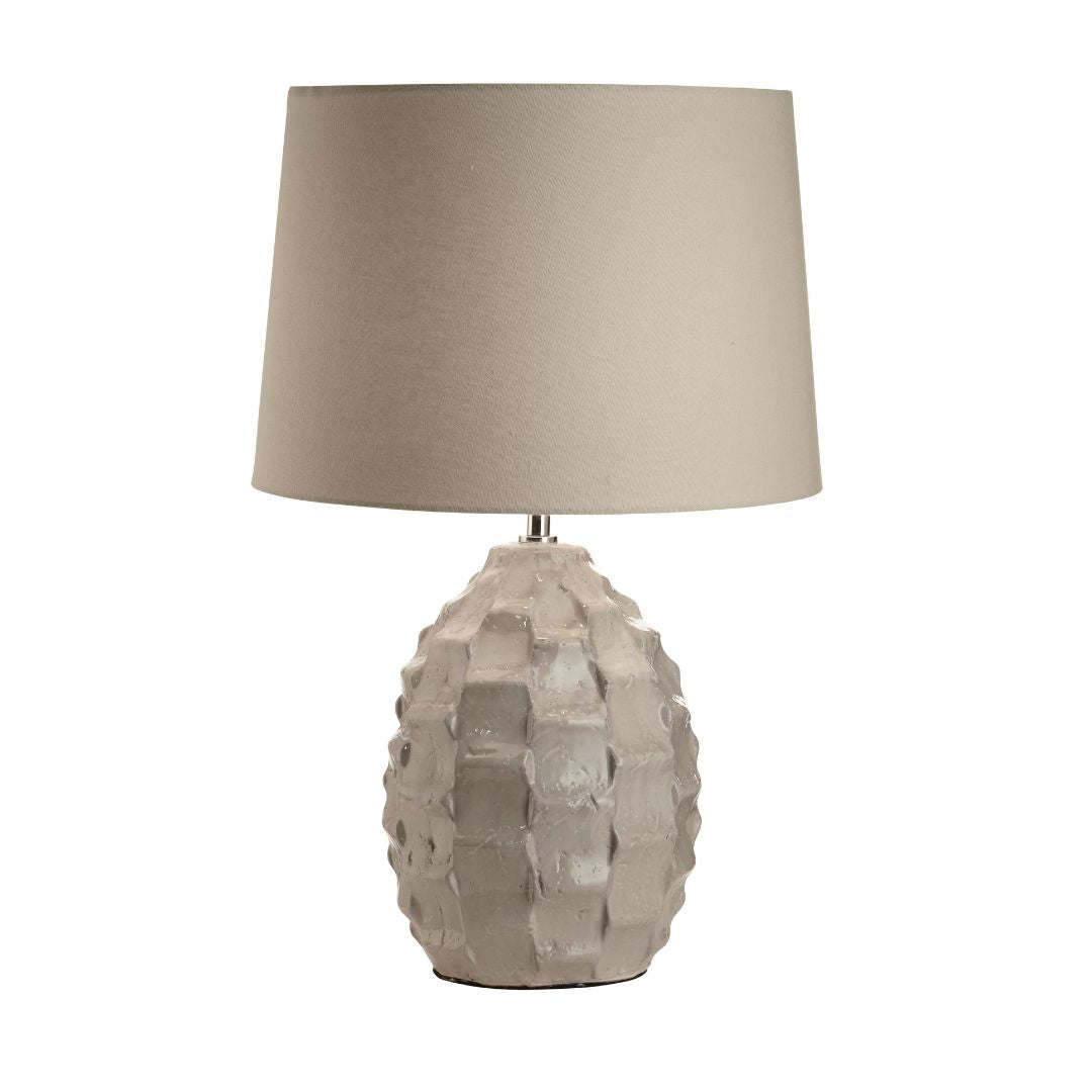 Elena Crackled Glazed Ceramic Table Lamp with Grey Shade
