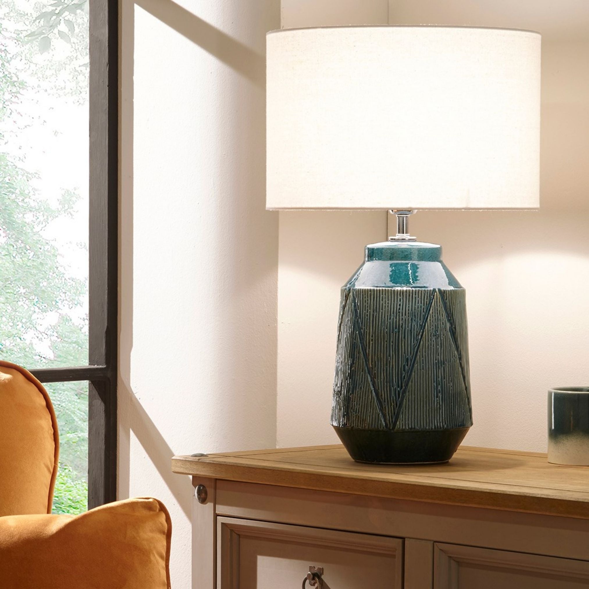 Safi Teal Ceramic Table Lamp – Pagazzi