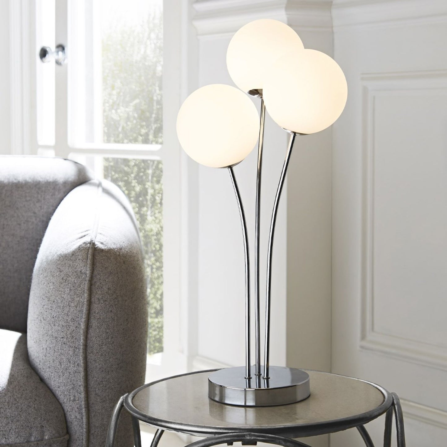 Jackson 3 Light Silver & Frosted Glass Table Lamp