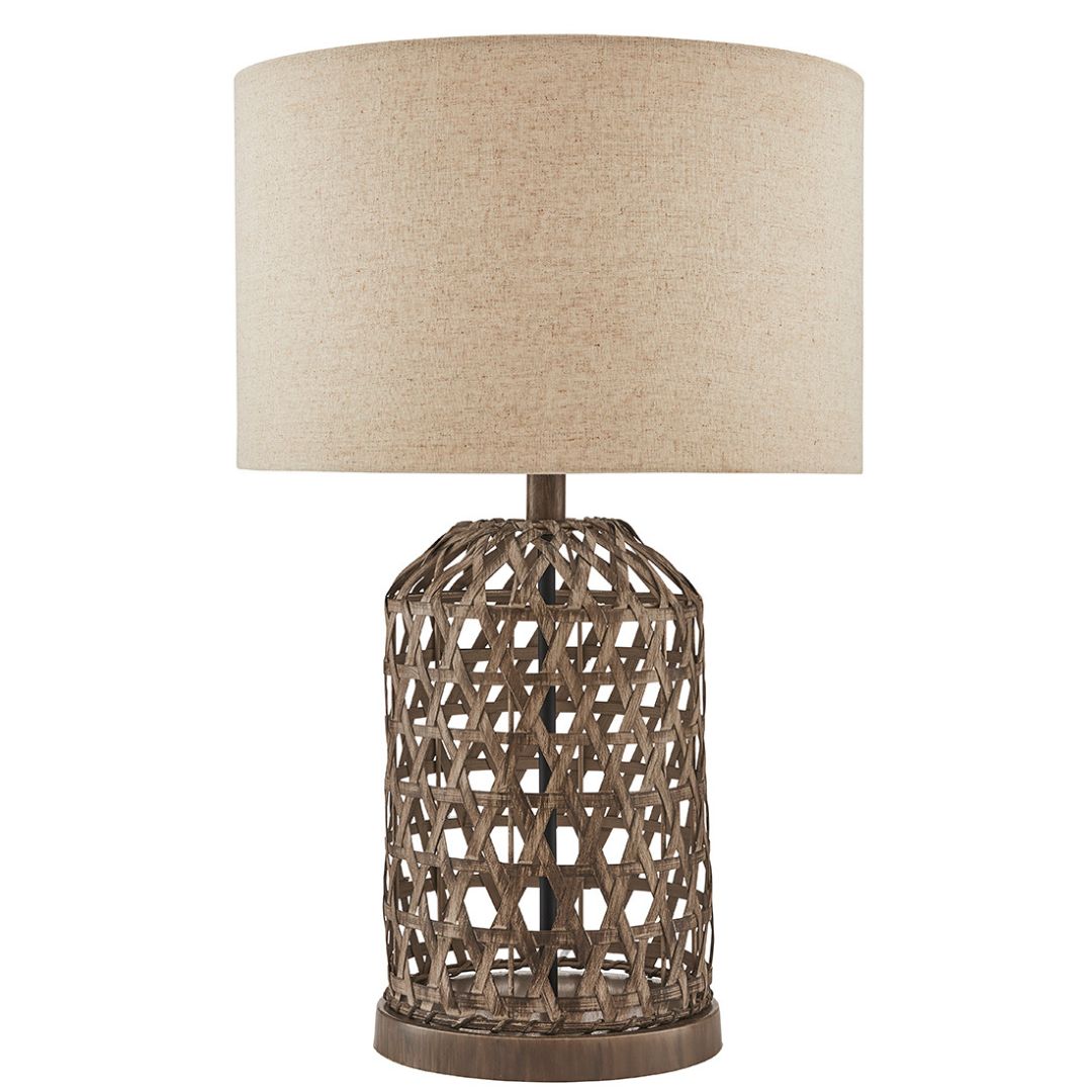 Beaton Rattan Table Lamp with Natural Cylinder Shade