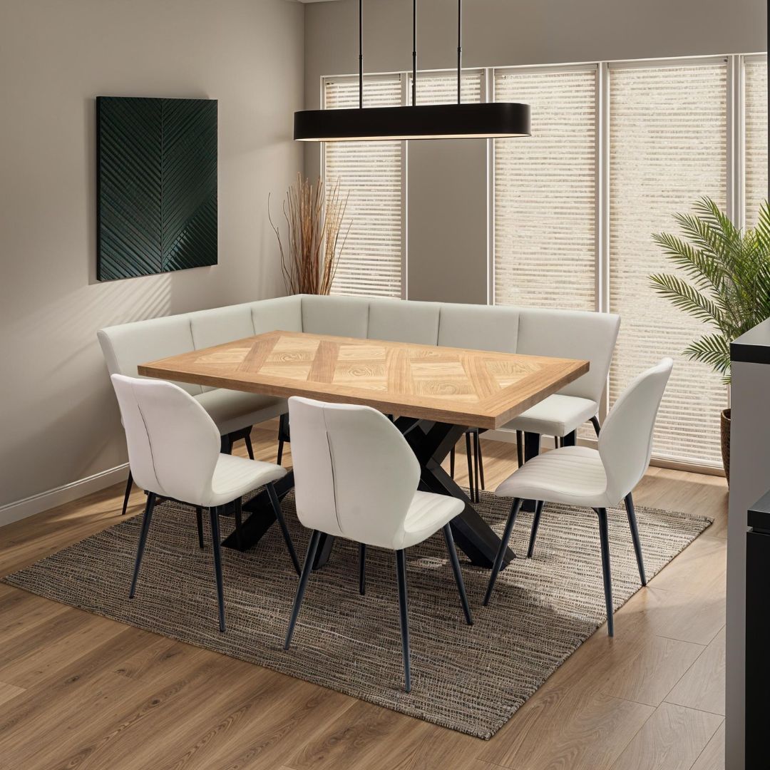 Miami 1.6m Dining Set with Chairs and Corner Bench