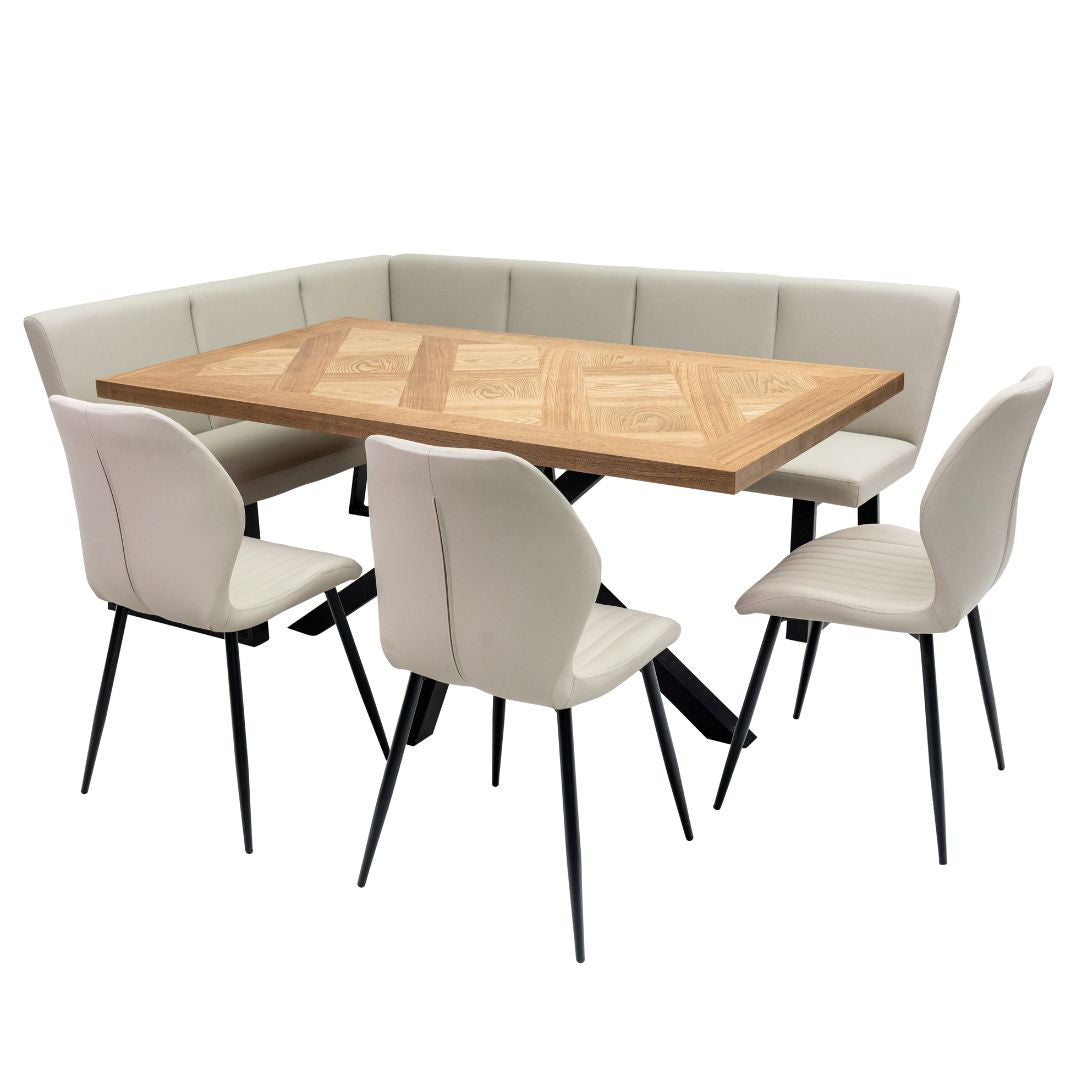 Miami 1.6m Dining Set with Chairs and Corner Bench