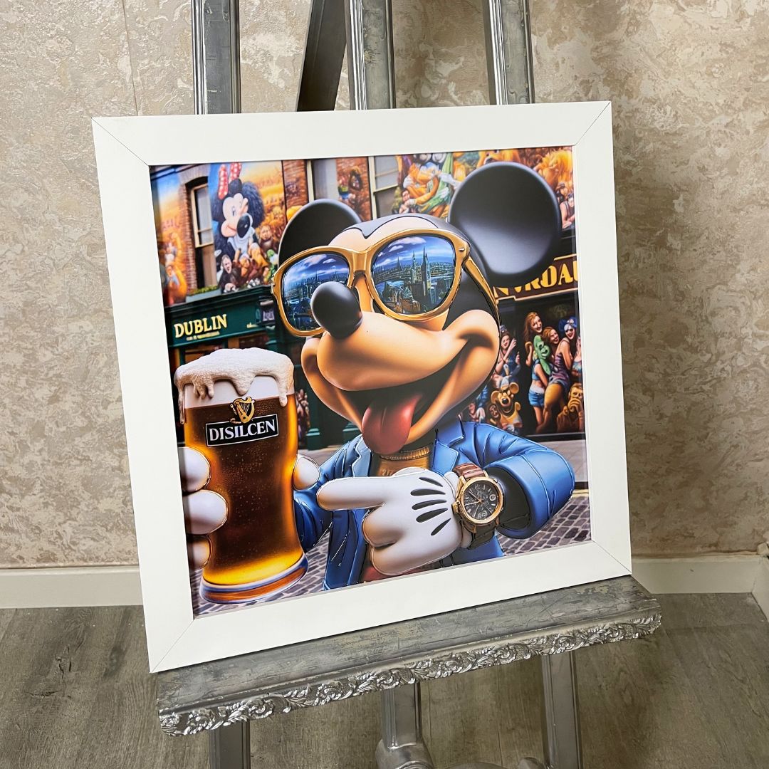 Funky Mickey Mouse Artwork with White Frame