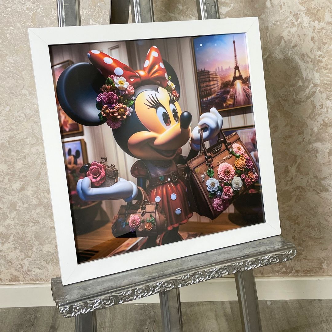 Diva Minnie Mouse Artwork with White Frame