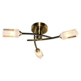 Icarus 3 Light Semi Flush Ceiling Light Antique Brass