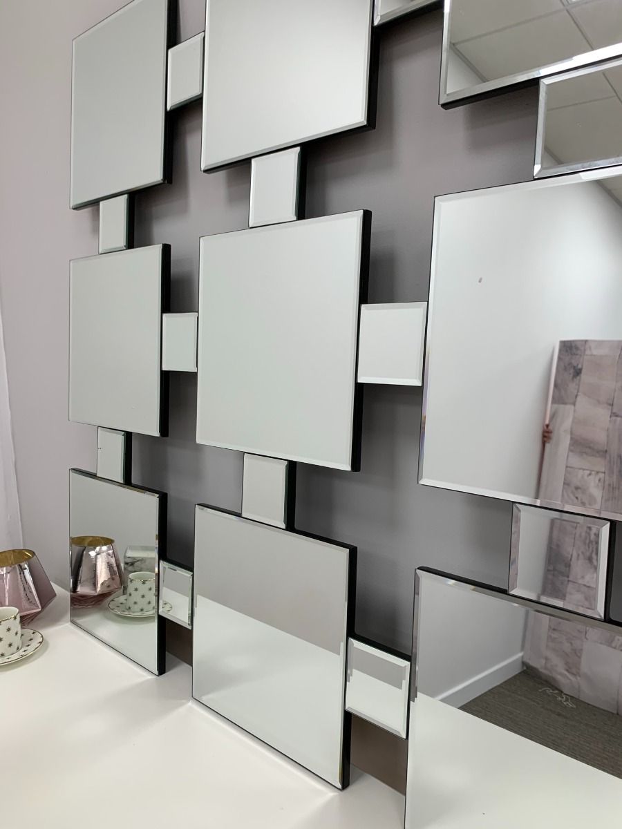 9 Square 90x90cm Silver Mirror
