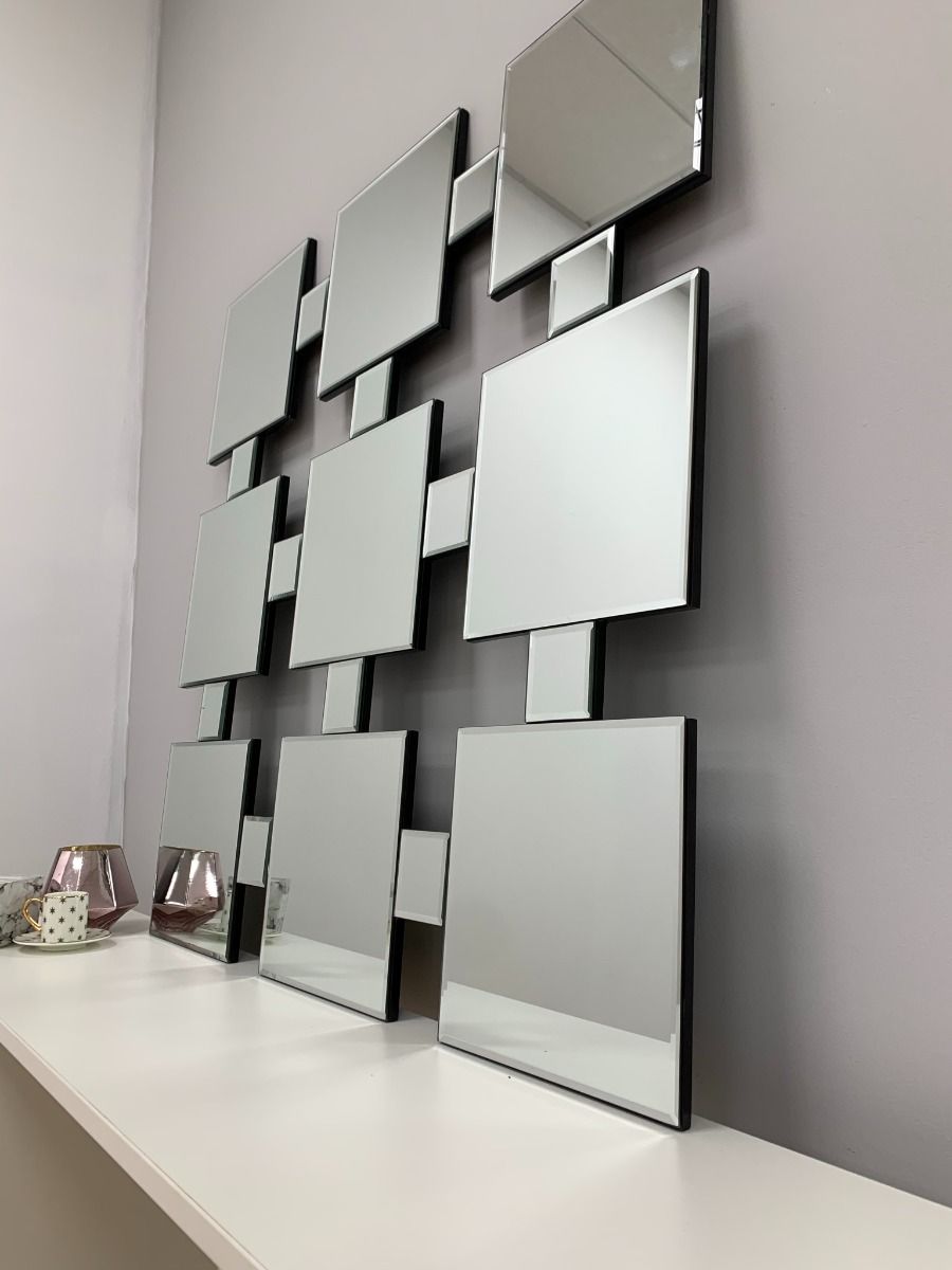 9 Square 90x90cm Silver Mirror
