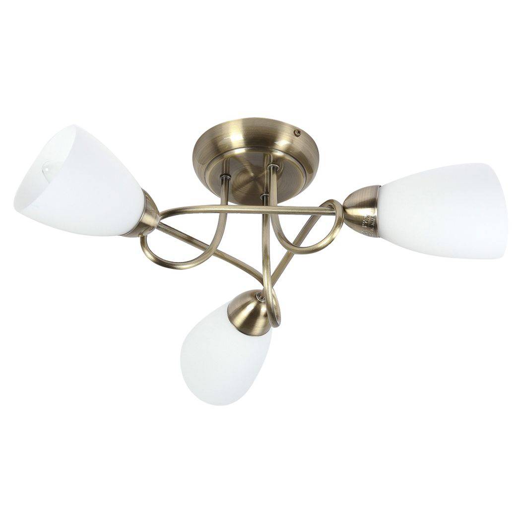 Jaco 3 Light Semi Flush Antique Brass Ceiling Light