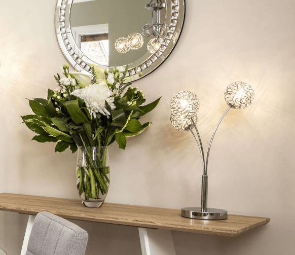 Kesha 3 Light 47cm Table Lamp Chrome