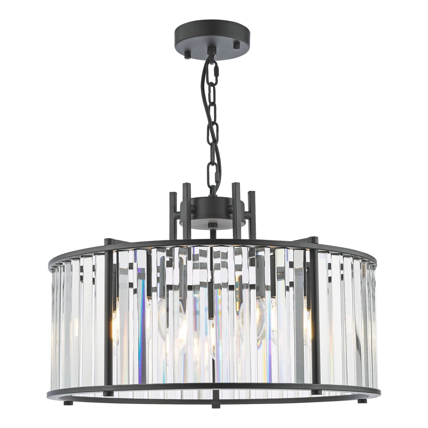 Kiran 5 Light Black & Crystal Pendant Ceiling Light