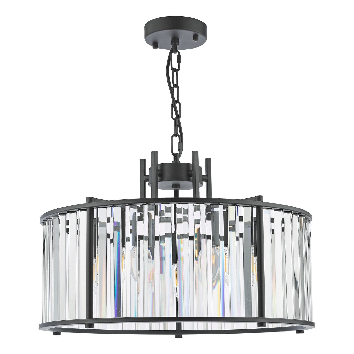 Kiran 5 Light Black & Crystal Pendant Ceiling Light