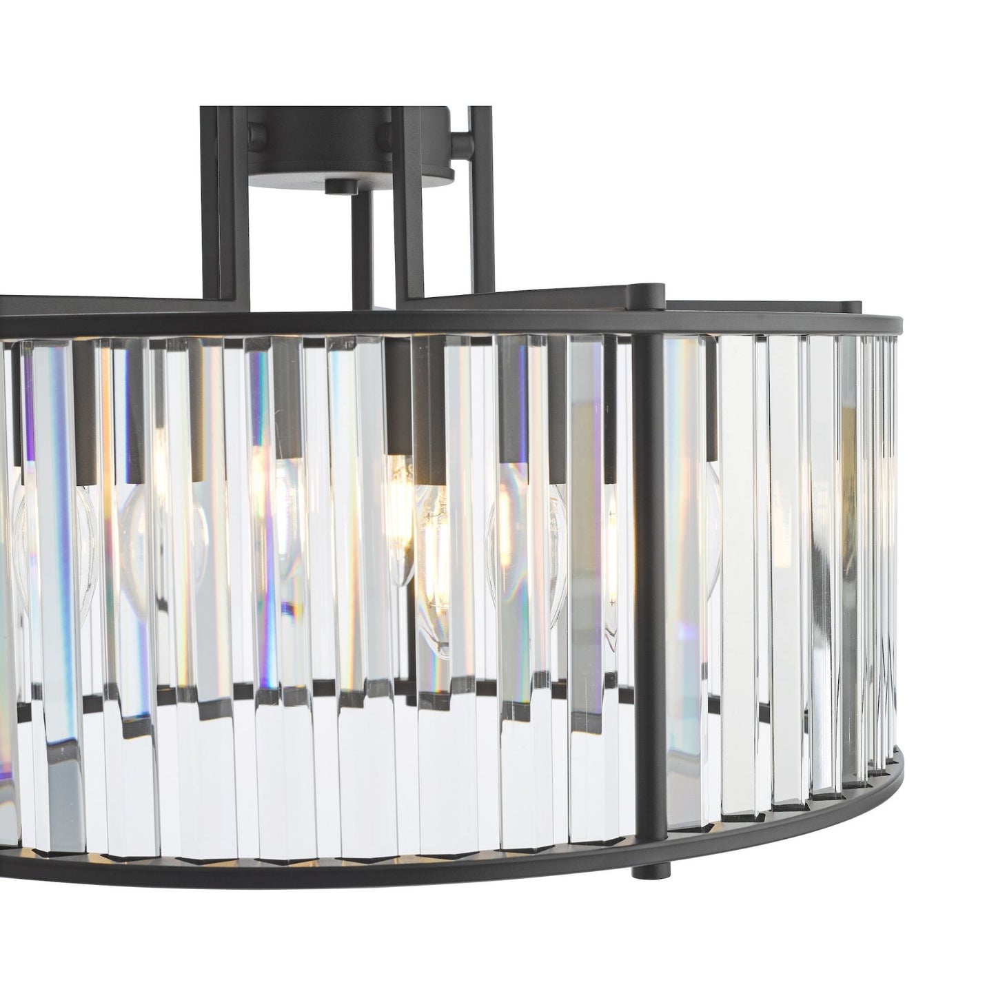 Kiran 5 Light Black & Crystal Pendant Ceiling Light