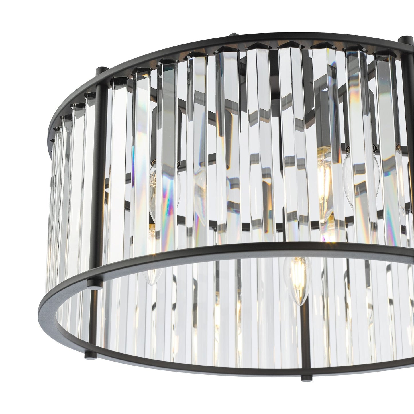 Kiran 5 Light Black & Crystal Pendant Ceiling Light