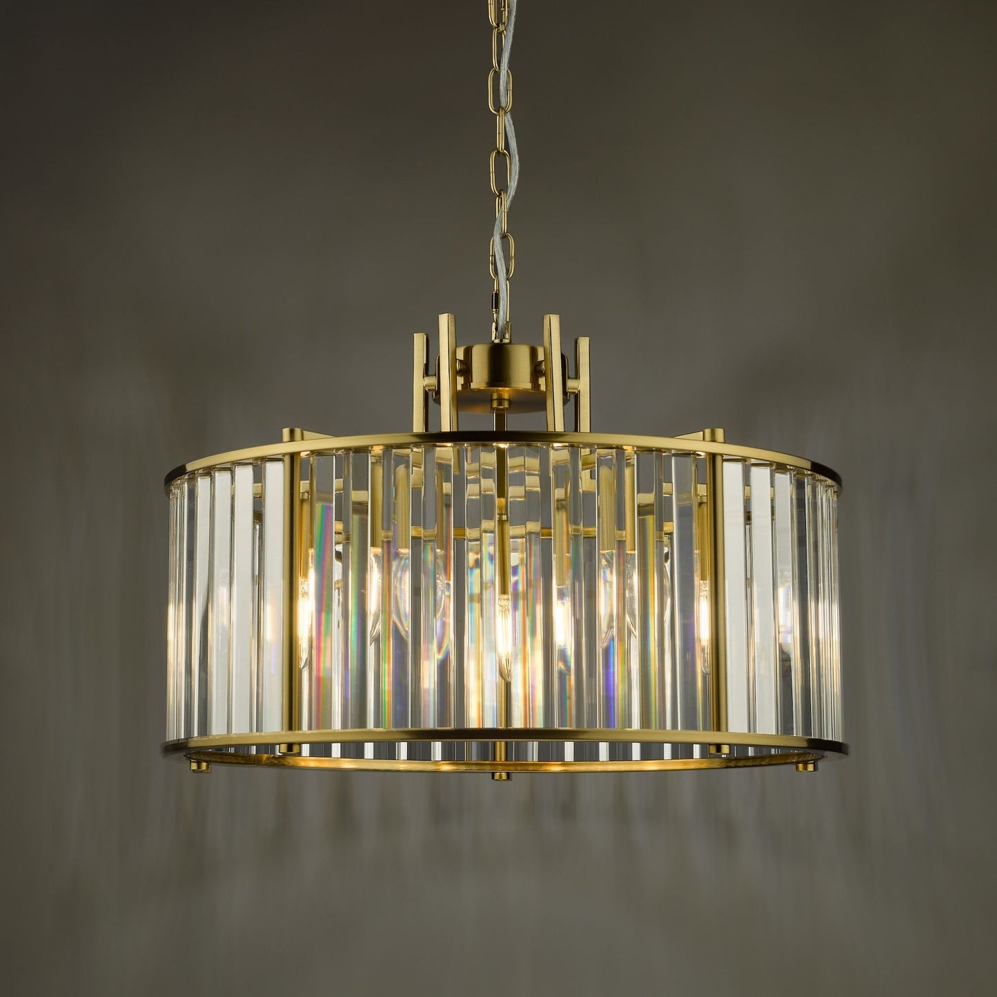 Kiran 5 Light Brass & Crystal Pendant Ceiling Light