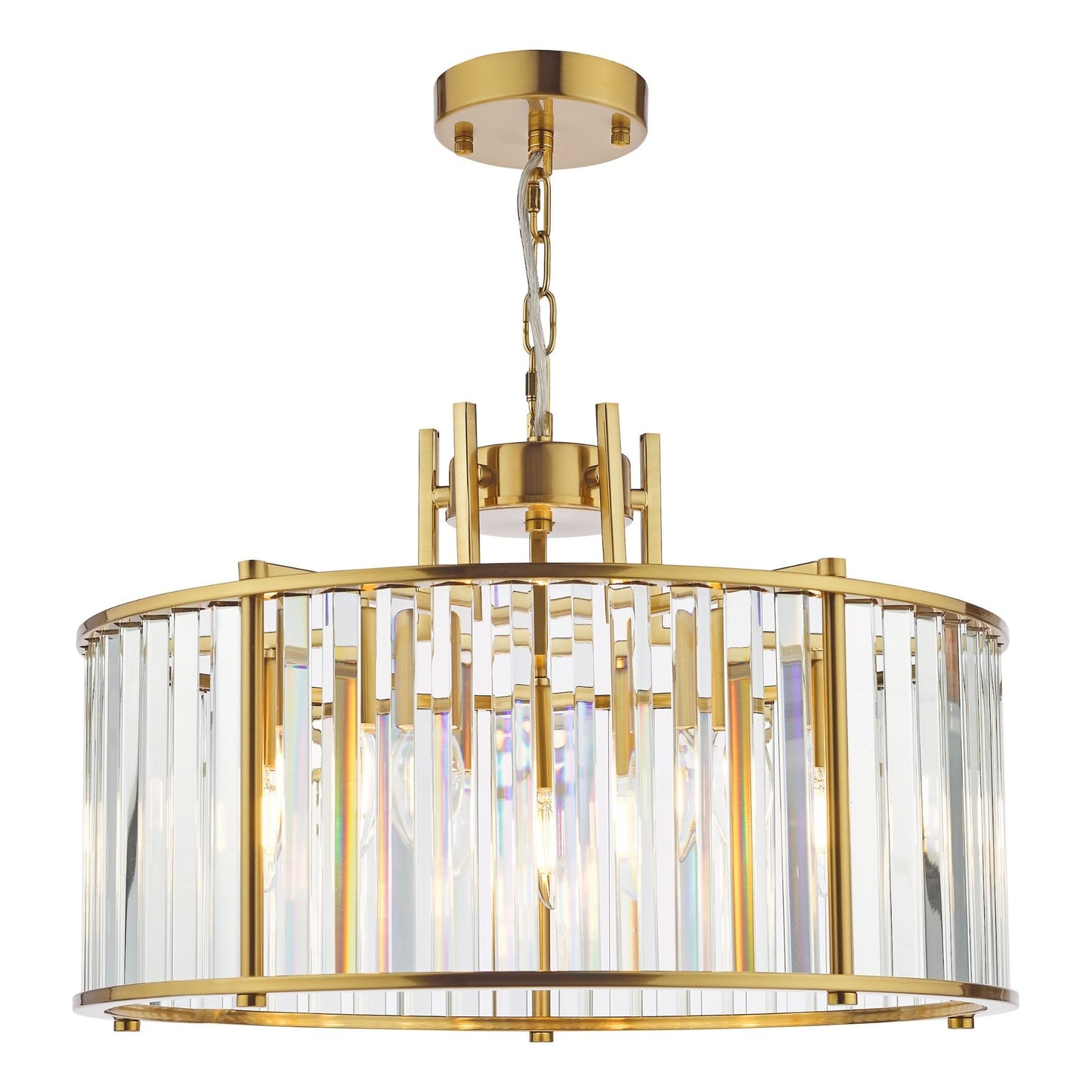 Kiran 5 Light Brass & Crystal Pendant Ceiling Light