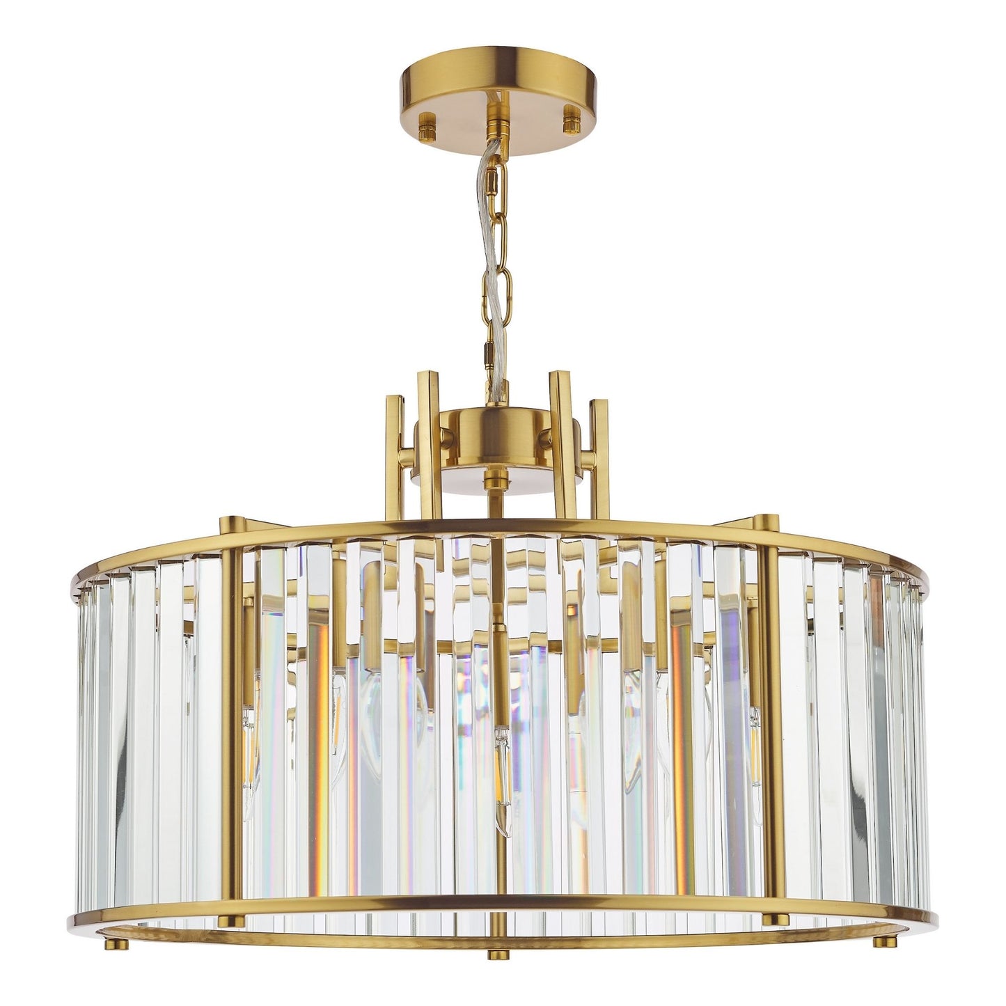 Kiran 5 Light Brass & Crystal Pendant Ceiling Light