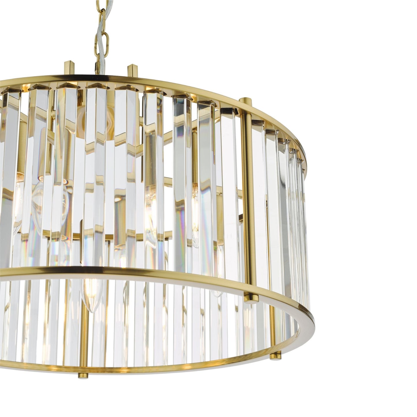 Kiran 5 Light Brass & Crystal Pendant Ceiling Light