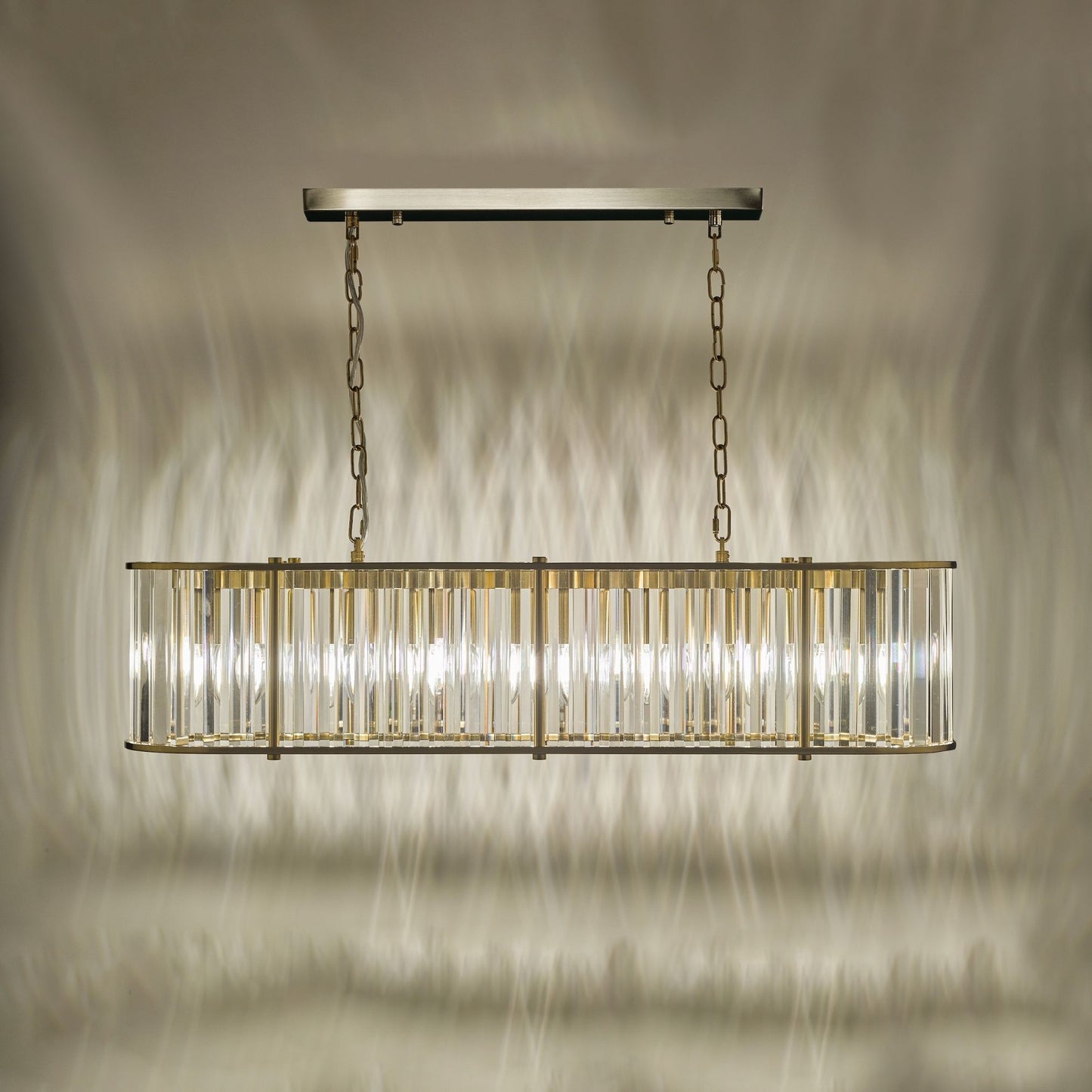 Kiran 7 Light Brass & Crystal Ceiling Pendant Bar