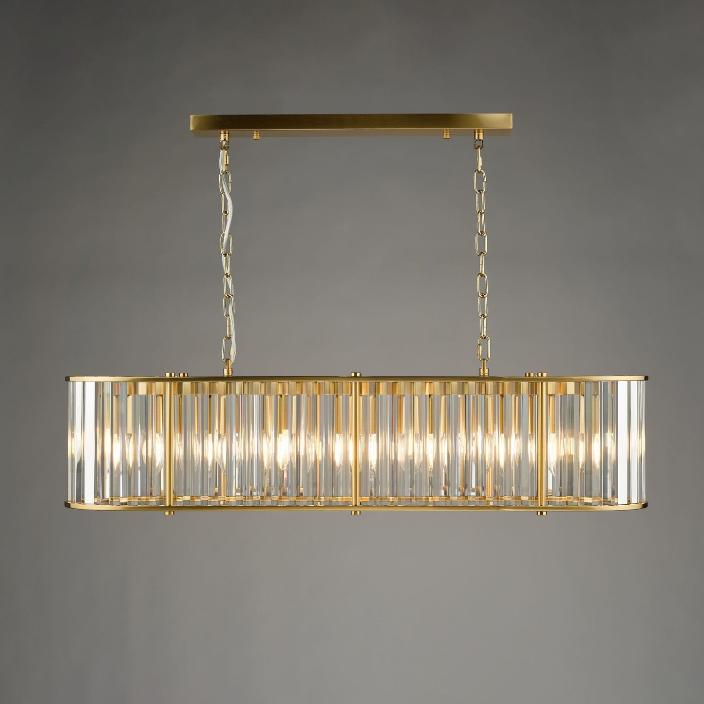 Kiran 7 Light Brass & Crystal Ceiling Pendant Bar