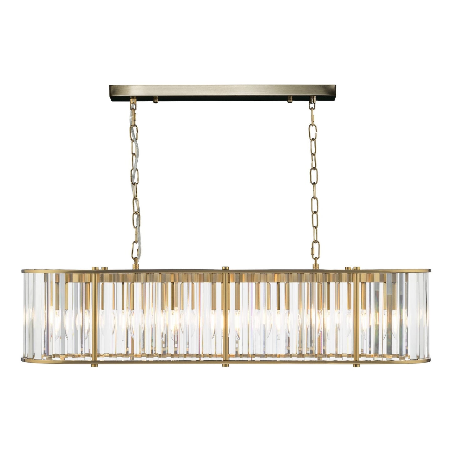 Kiran 7 Light Brass & Crystal Ceiling Pendant Bar