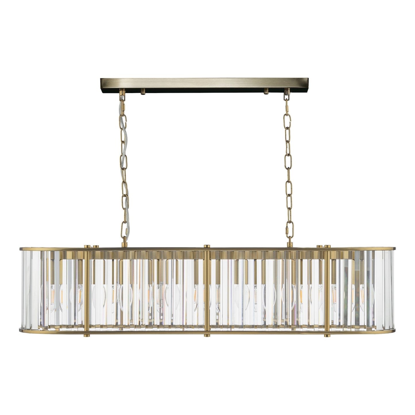 Kiran 7 Light Brass & Crystal Ceiling Pendant Bar