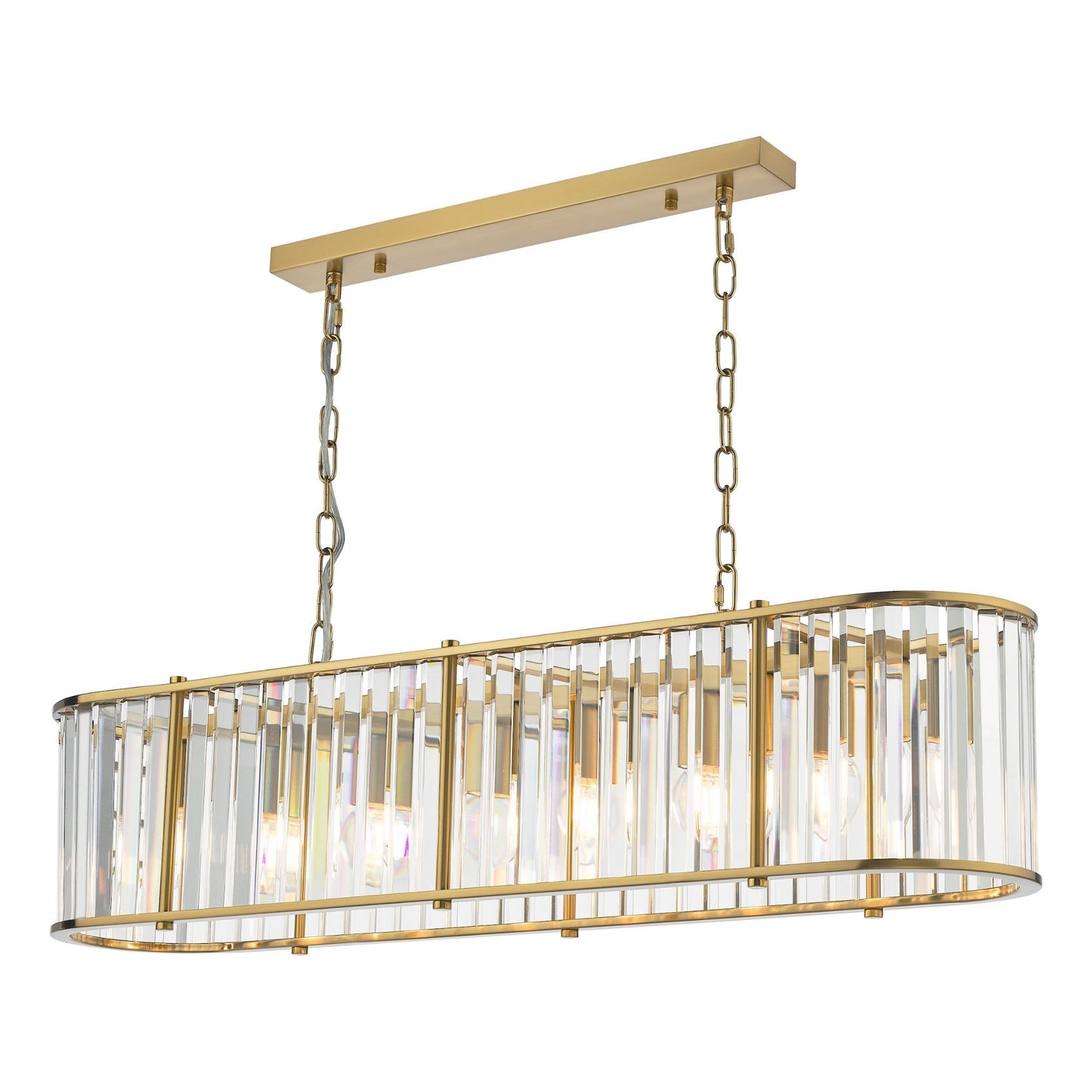 Kiran 7 Light Brass & Crystal Ceiling Pendant Bar