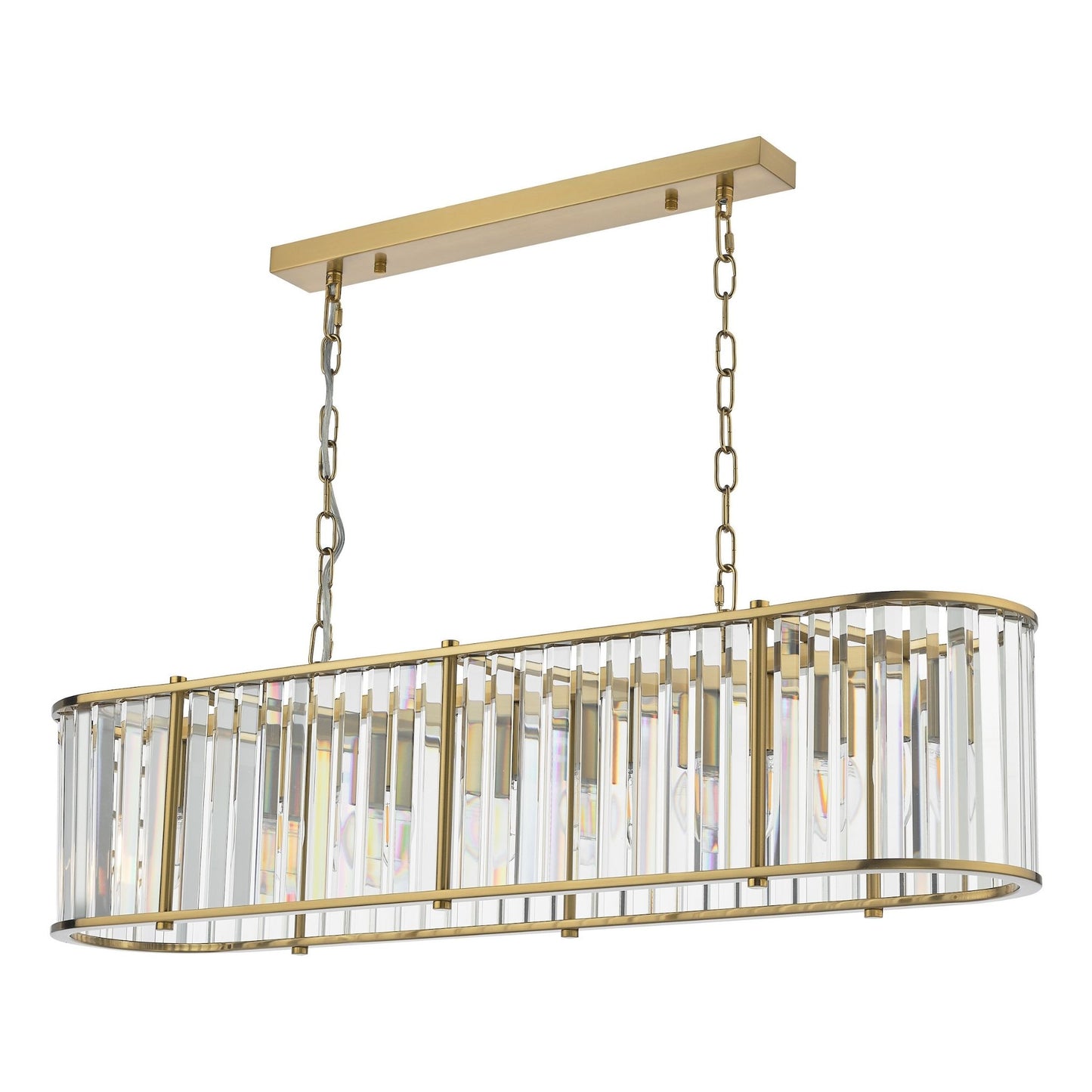Kiran 7 Light Brass & Crystal Ceiling Pendant Bar