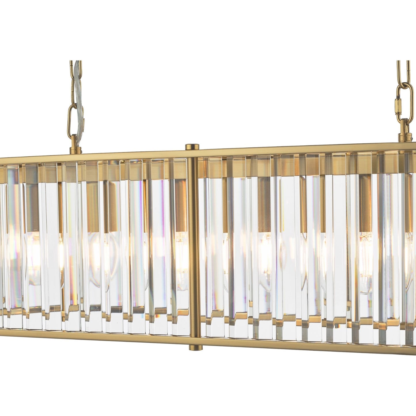 Kiran 7 Light Brass & Crystal Ceiling Pendant Bar