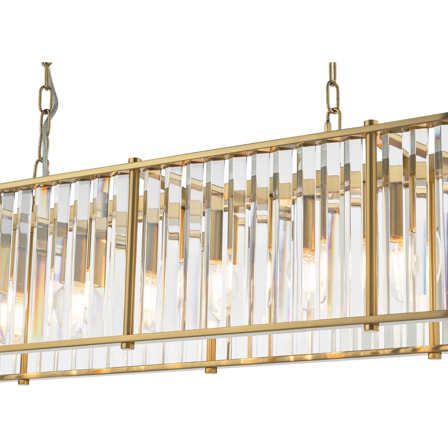 Kiran 7 Light Brass & Crystal Ceiling Pendant Bar
