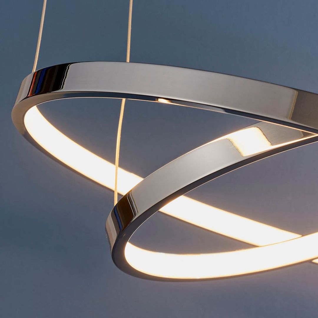 Kline 2 Light Polished Chrome LED Pendant Ceiling Light