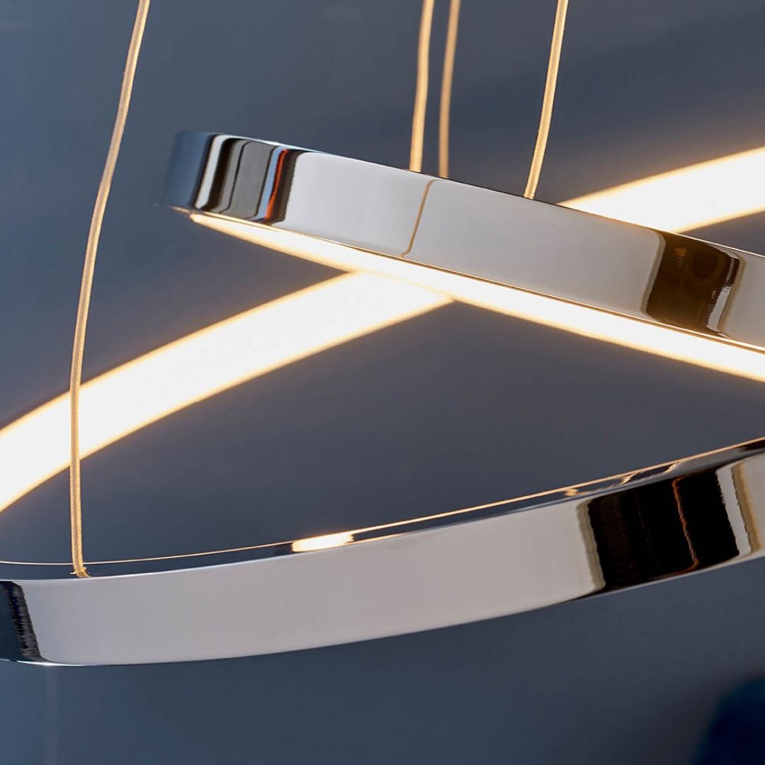 Kline 2 Light Polished Chrome LED Pendant Ceiling Light