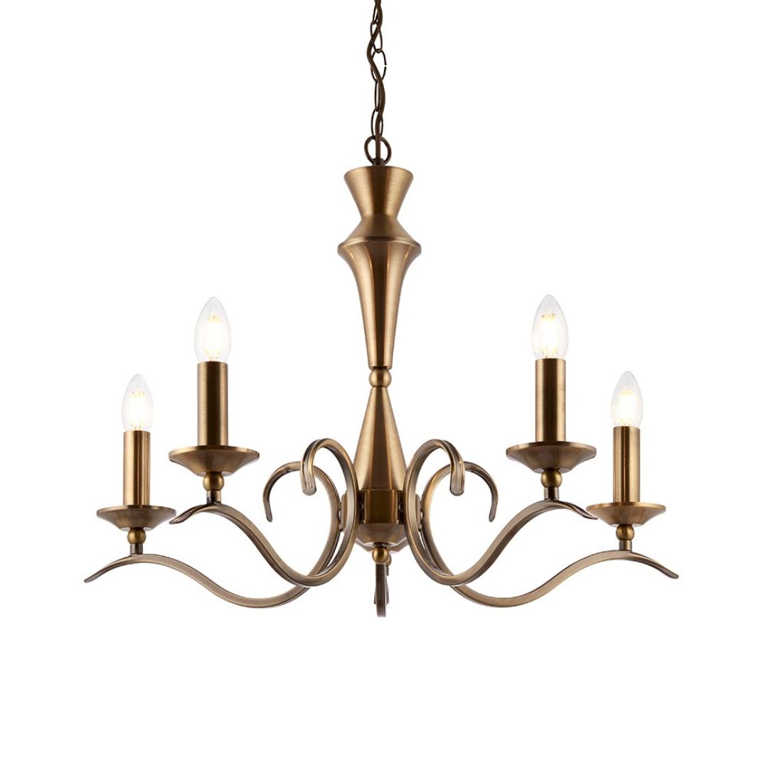 Kora 5 Light Antique Brass Chandelier Ceiling Light