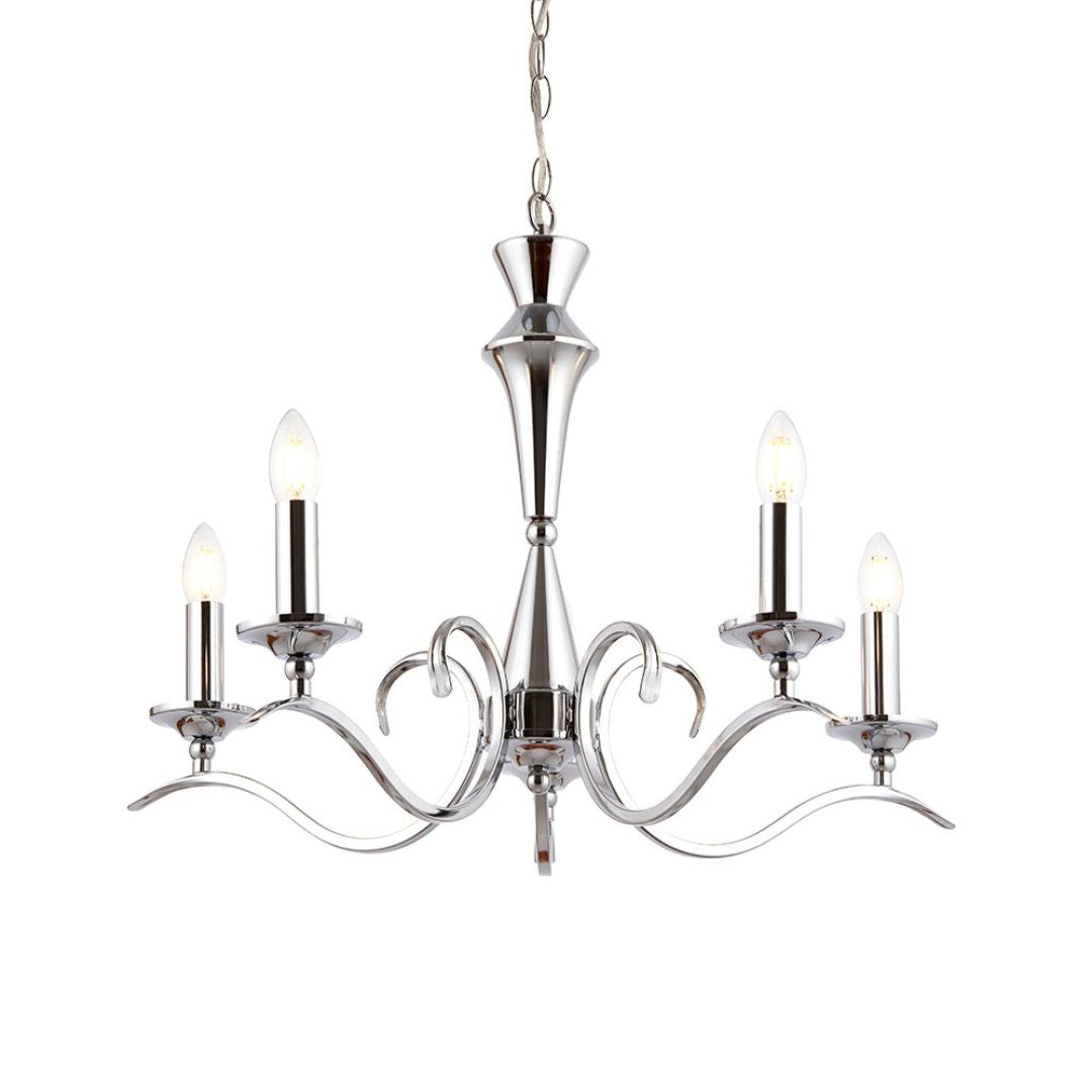 Kora 5 Light Polished Chrome Chandelier Ceiling Light