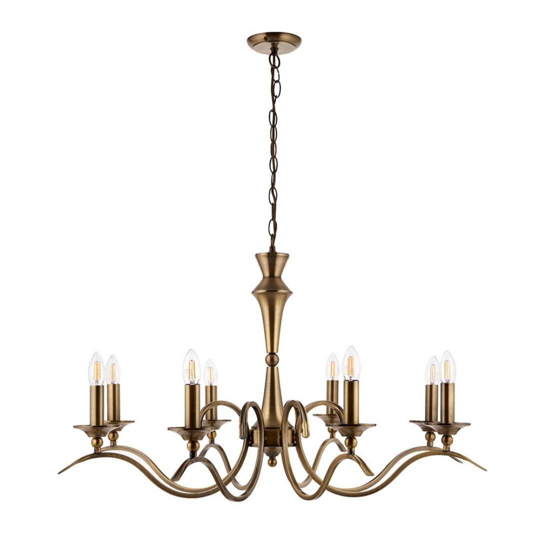 Kora 8 Light Antique Brass Chandelier Ceiling Light