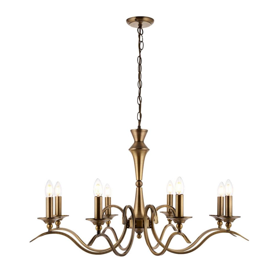 Kora 8 Light Antique Brass Chandelier Ceiling Light