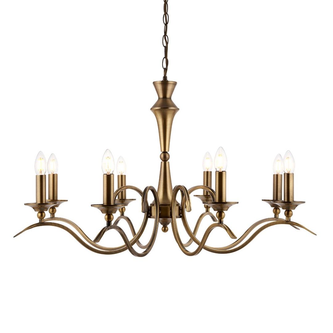 Kora 8 Light Antique Brass Chandelier Ceiling Light