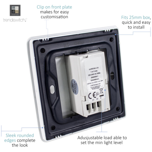 Trendi Switch 1 Gang LED Dimmer In Matt Black
