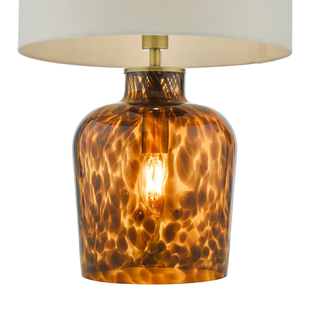 Leandra Dual Light Tortoiseshell Glass Table Lamp