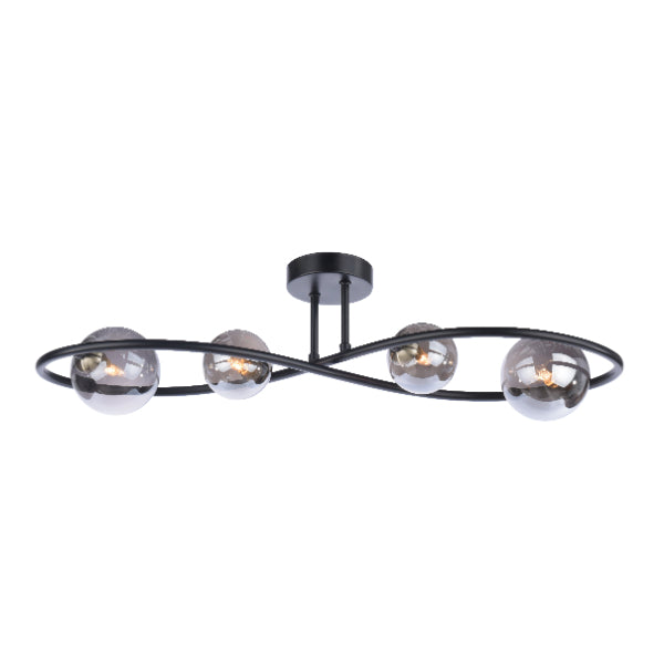 Lena 4 Light Semi Flush Ceiling Light Black