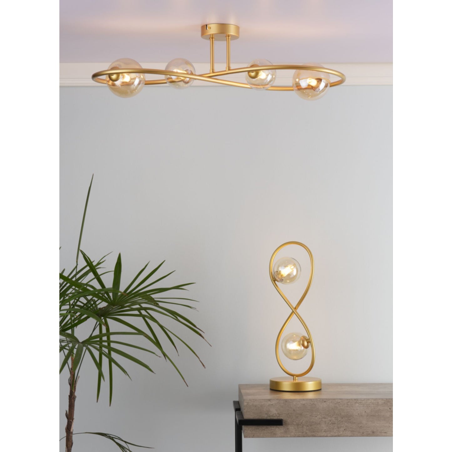 Lena 2 Light Satin Brass Table Lamp