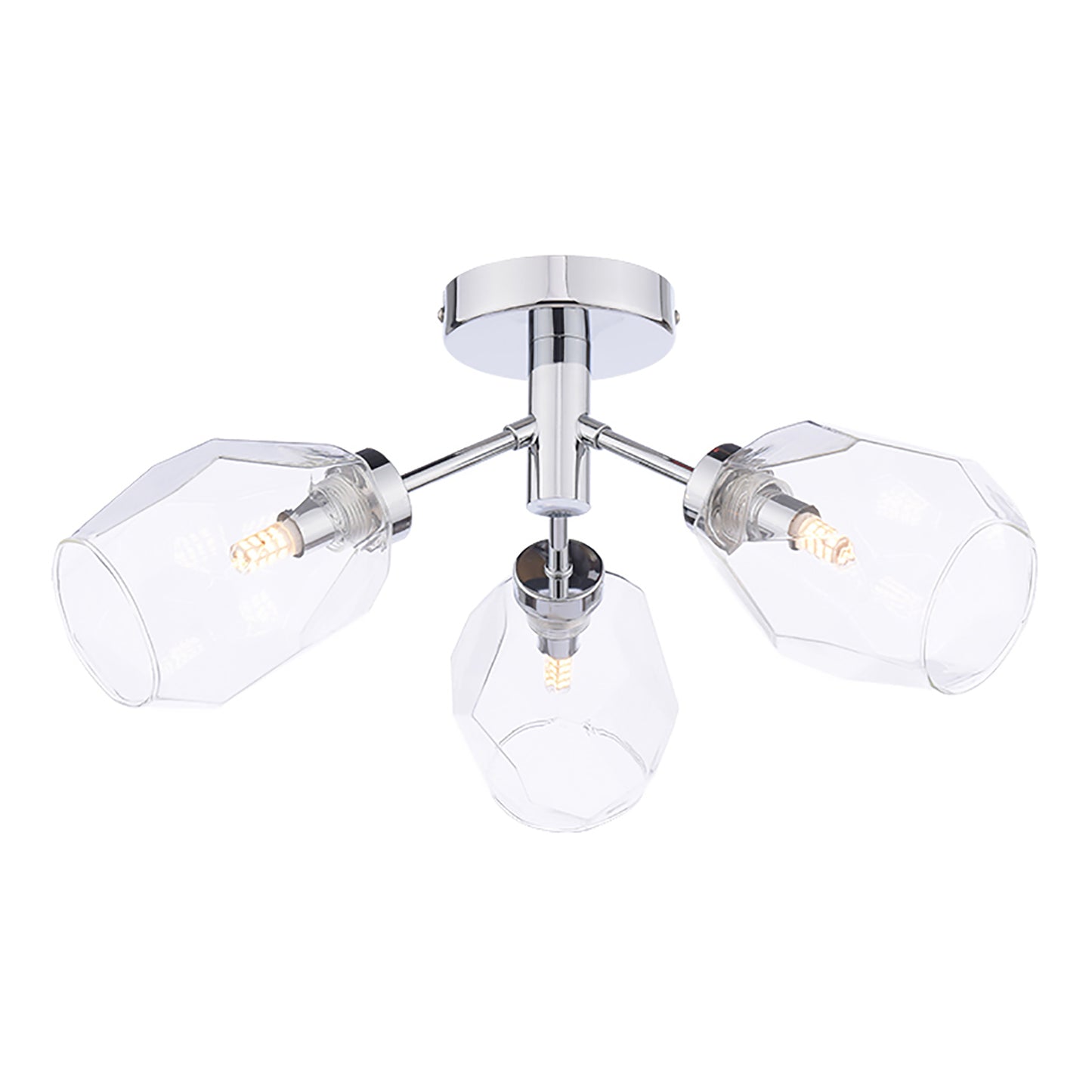 Leonie 3-Light Polished Chrome Semi-Flush Ceiling Light