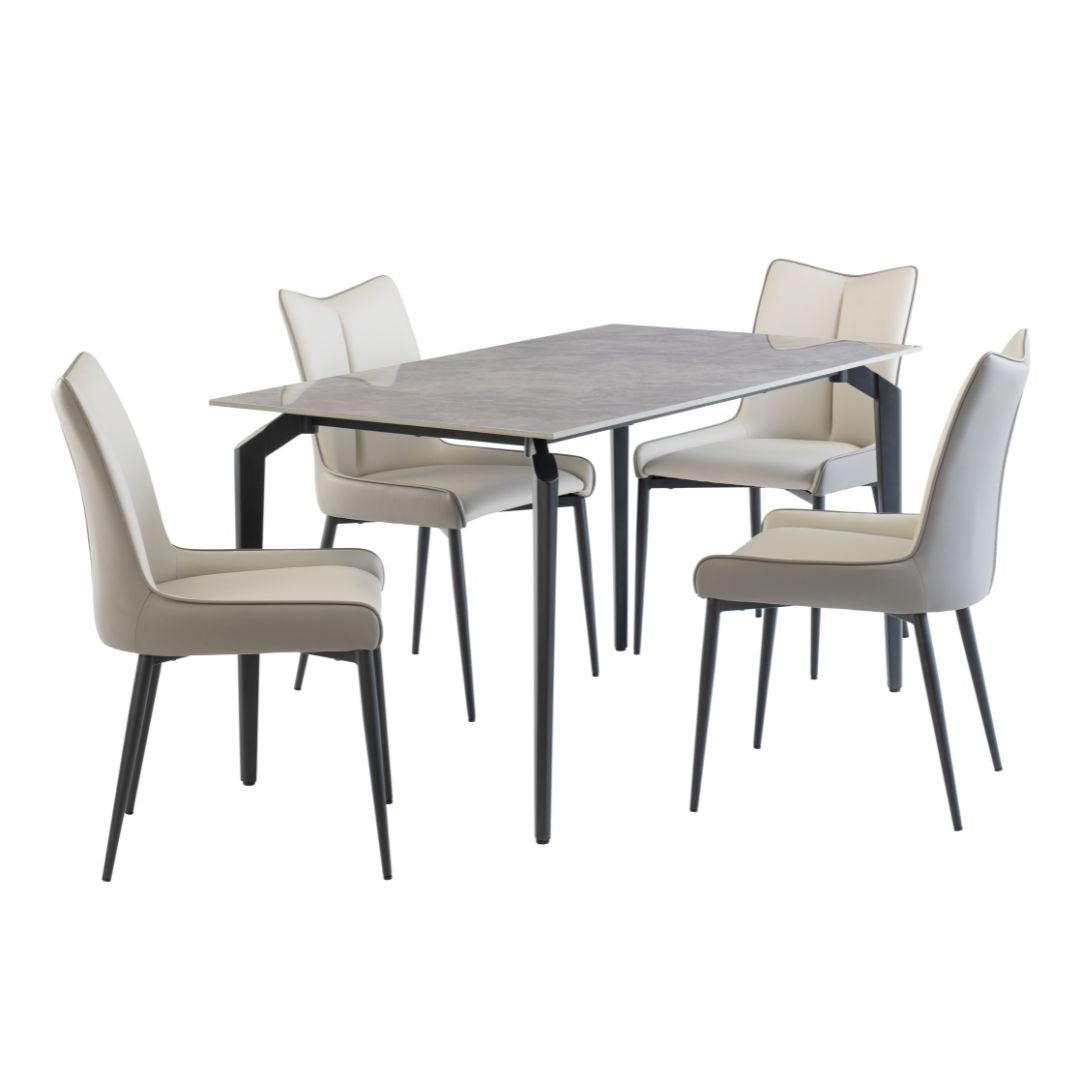 Brisbane 4 Seat Grey Dining Set with 1.4m Table